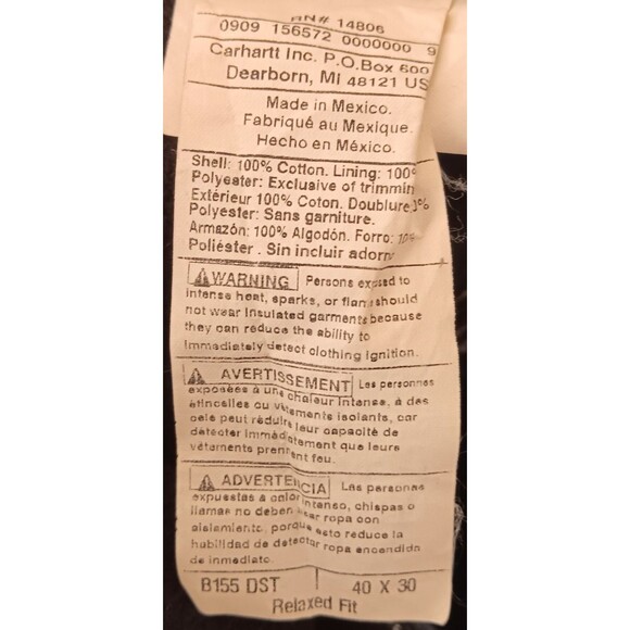 Vtg Carhartt Jeans Mn 40x30 Denim Fleece Lined Relaxed Tapered Y2K Workwear Logo - Picture 8 of 9